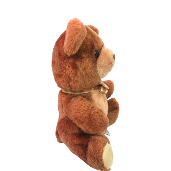 Dakin Fun Farm 1983 9" Vintage Teddy Bear Stuffed Animal Plush with Gingham Bow! - Picture 3 of 8